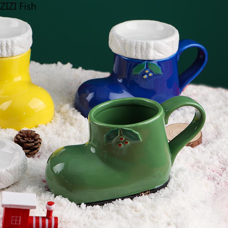 Creative Boot Shaped Mug Cartoon Ceramic Mug Afternoon Tea Coffee Cup Modern Home Breakfast Milk Cup Drinking Set Christmas Gift