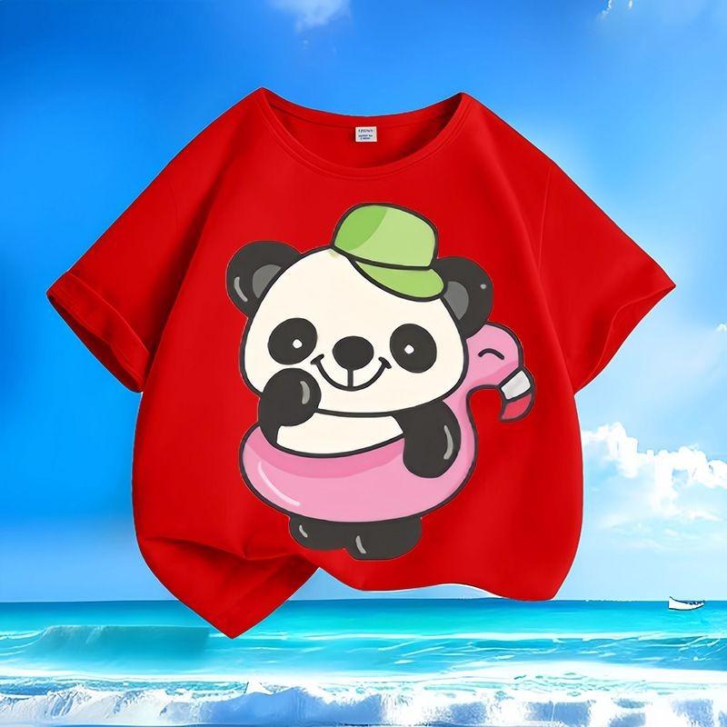 

Wrinkle-free Machine Washable Summer Cute Giant Panda Kids T-shirt Limited Time Low Price Loose Short Sleeve Tops 100