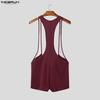 INCERUN Herren Langarm Ärmellos Enganliegend Bodysuits Einteiler Overalls Unterwäsche Playsuits