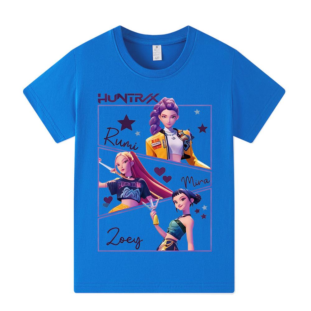 A1241 Kinder Jungen Mädchen Kpop Rumi Zoey Mira Print Kurzarm T-Shirt