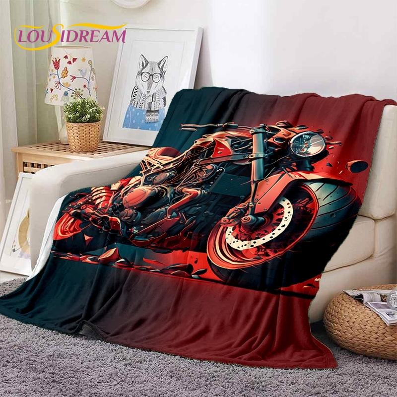 Motocross Modern Retro Motorcycle Soft Blankets,Keep Warm Throw Blanket Comfortable Blanket for Picnic Beds Sofa Home Bedroom