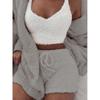 Winter 3Pieces Women Pajamas Plush Solid Pajamas Winter Warm Homewear 3-Piece Set