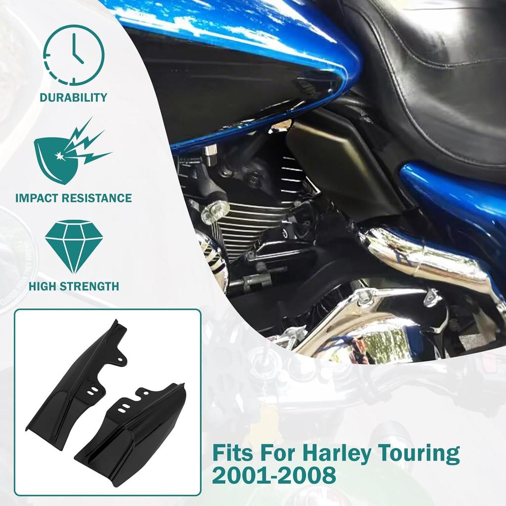 Motorcycle Air Deflector Heat Shield Fit for Harley Touring Road Glide Electra Glide Road King Street Glide 2001-2008 (Black)