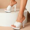 Comemore Summer 13cm Super Thin High Heeled Slippers for Women Elegant Peep Toe Sexy Party Shoes Sandals Ladies Pumps Big Size