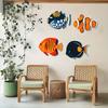 4 Stück Holzfisch Nautische Wanddekoration Rustikal Fischschwarm Wandkunst Küstenthema Ozean Wandskulptur für Seehaus Zuhause Badezimmer Schlafzimmer