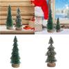 Realistic Miniature Christmas Tree Wood Base Desktop Christmas Tree Ensembles with Realistic Snowy Appearance