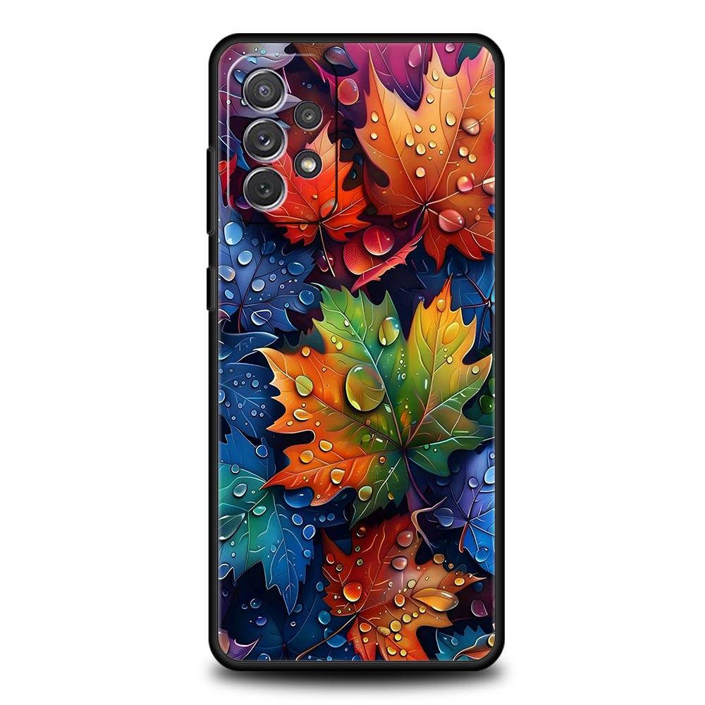 Cartoon Leaf Phone Case for Samsung Galaxy A55 A35 A15 A14 A13 A25 A54 A51 A71 A72 A73 A32 A52 A41 5G Soft TPU Shell Fundas Bags