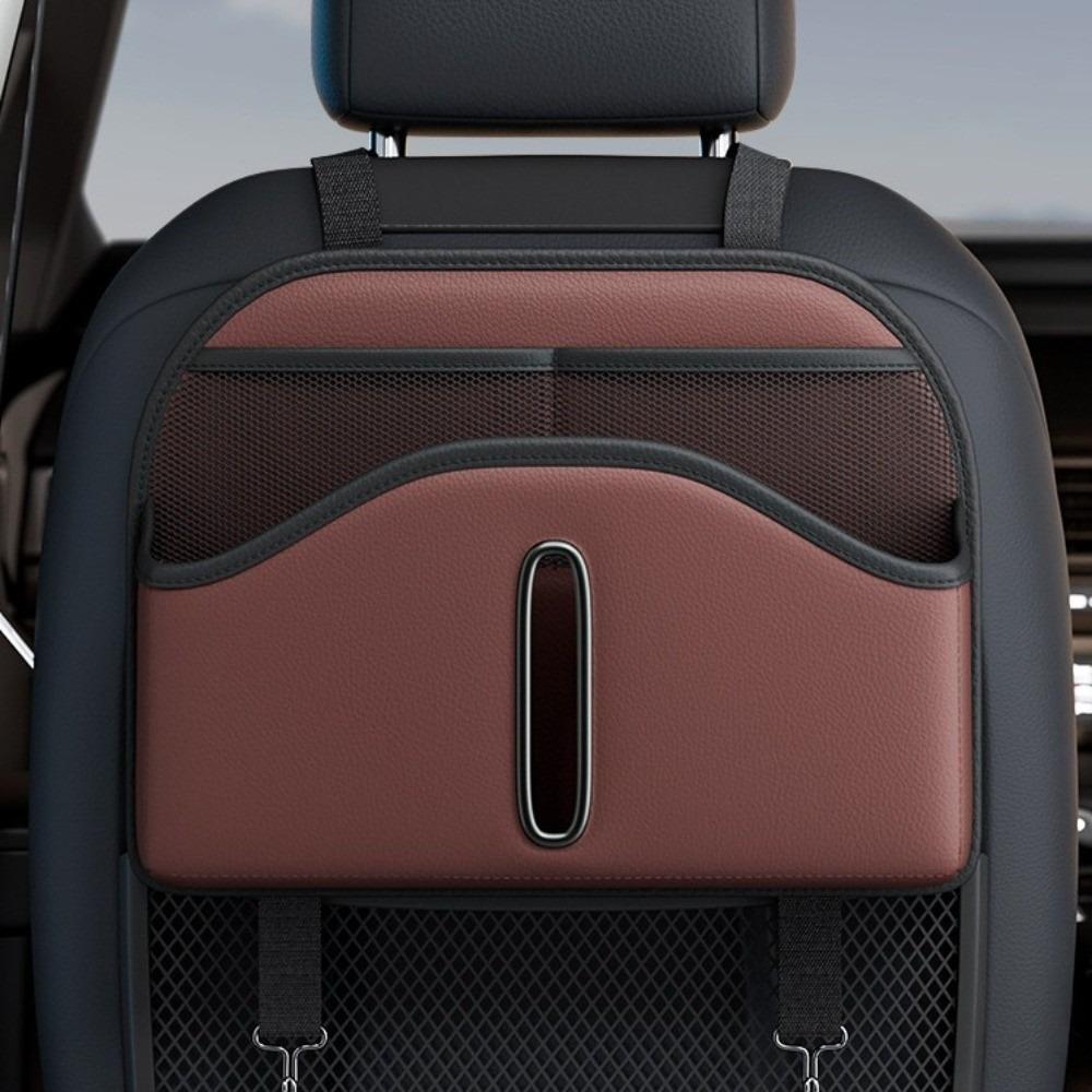 High-grade Seatback Storage Bag Leather Net Pocket Tissue Holder Car Back Seat Organizer  Vehicle