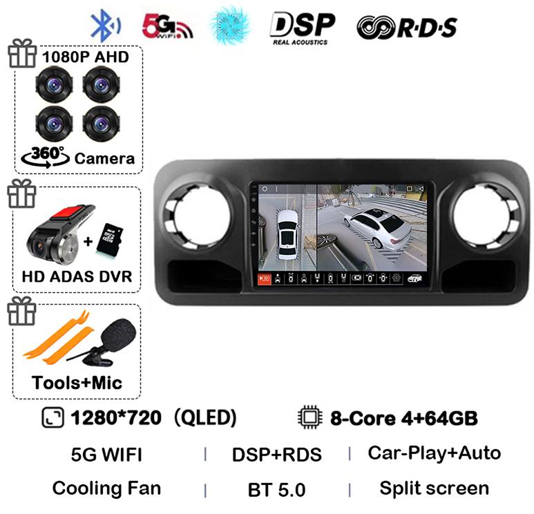 Android 14 Auto Carplay For Benz Sprinter 2018 2019 2020 2021 2022 Car Radio Multimedia Video Player Stereo GPS 4G WIFI Audio BT