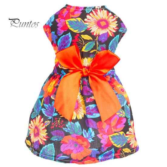 

Красивое очаровательное яркое платье принцессы для собак с цветочным принтом и бантом для домашних собак и щенков. Повседневная одежда. XS чёрный