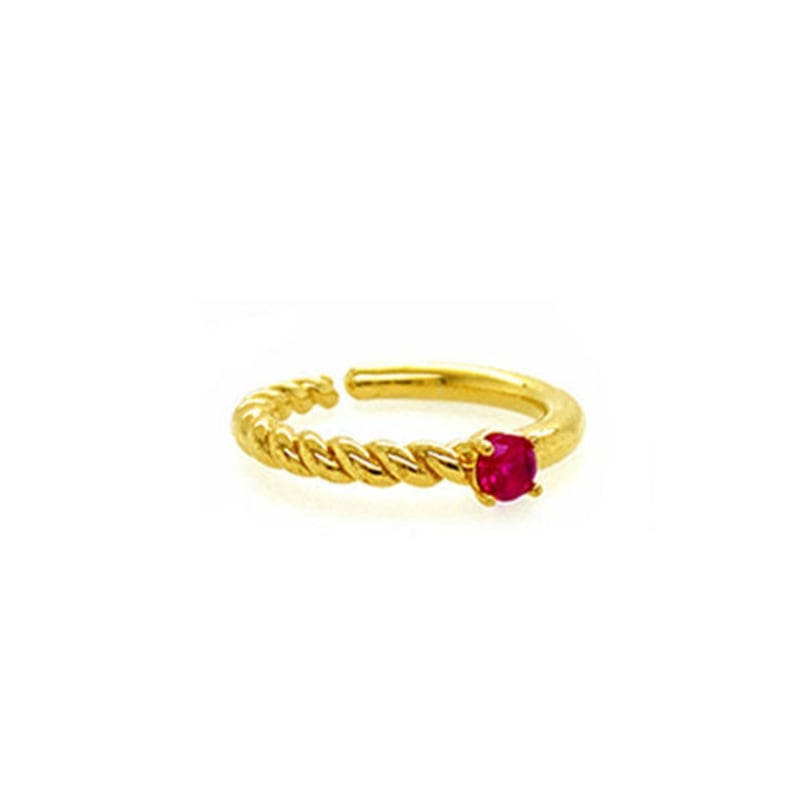 

ozel Silver925 Ellipse Open Ring PS019-1R Gold_Red CZ