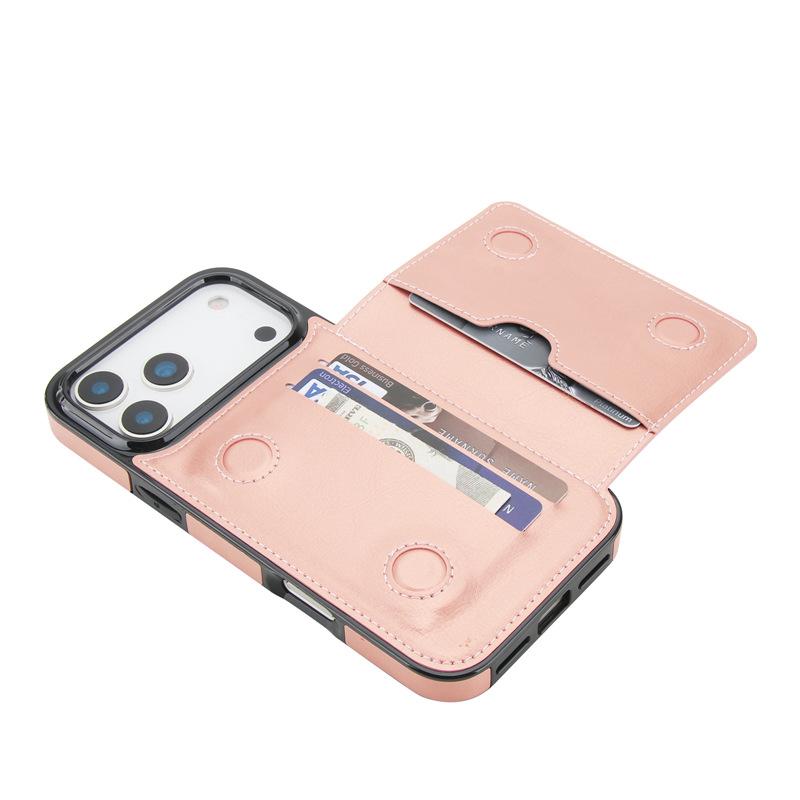 Applicable iPhone17Pro iPhone leather case15Plus Back-cover type protective case Samsung S25U Card holder