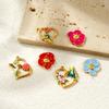 2 Pcs Waterproof 304 Stainless Steel Charms 18K Gold Plated Flower Heart Hummingbird Clear Rhinestone Pendants For DIY Necklace