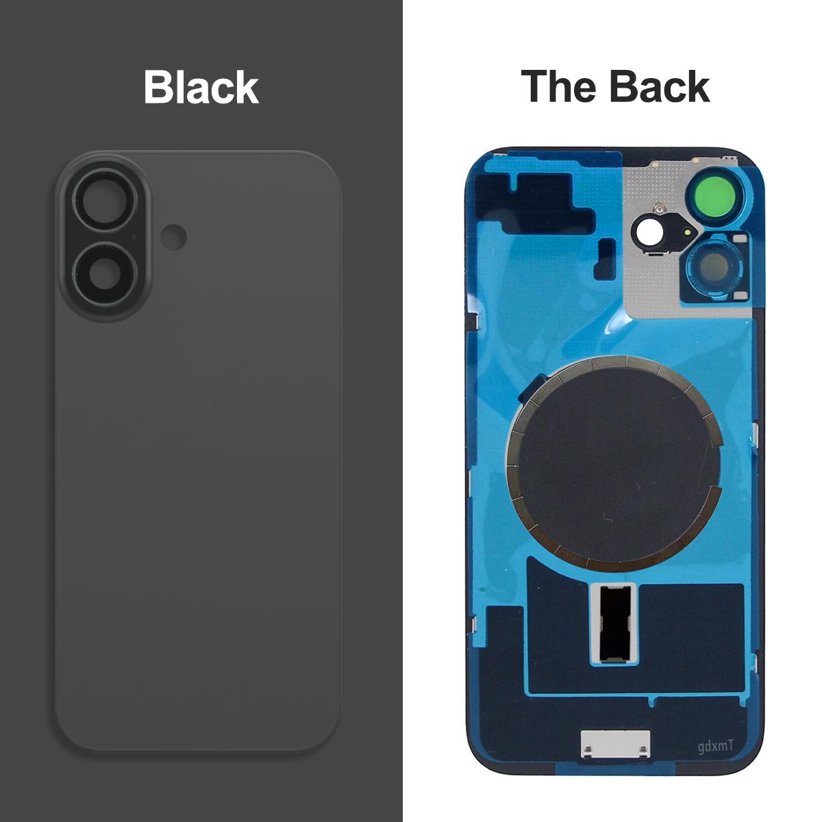 Back Cover For iPhone 16 Battery Cover Rear Door Housing Panel Parts, For iphone 16 Plus Battery Cover 16 Black