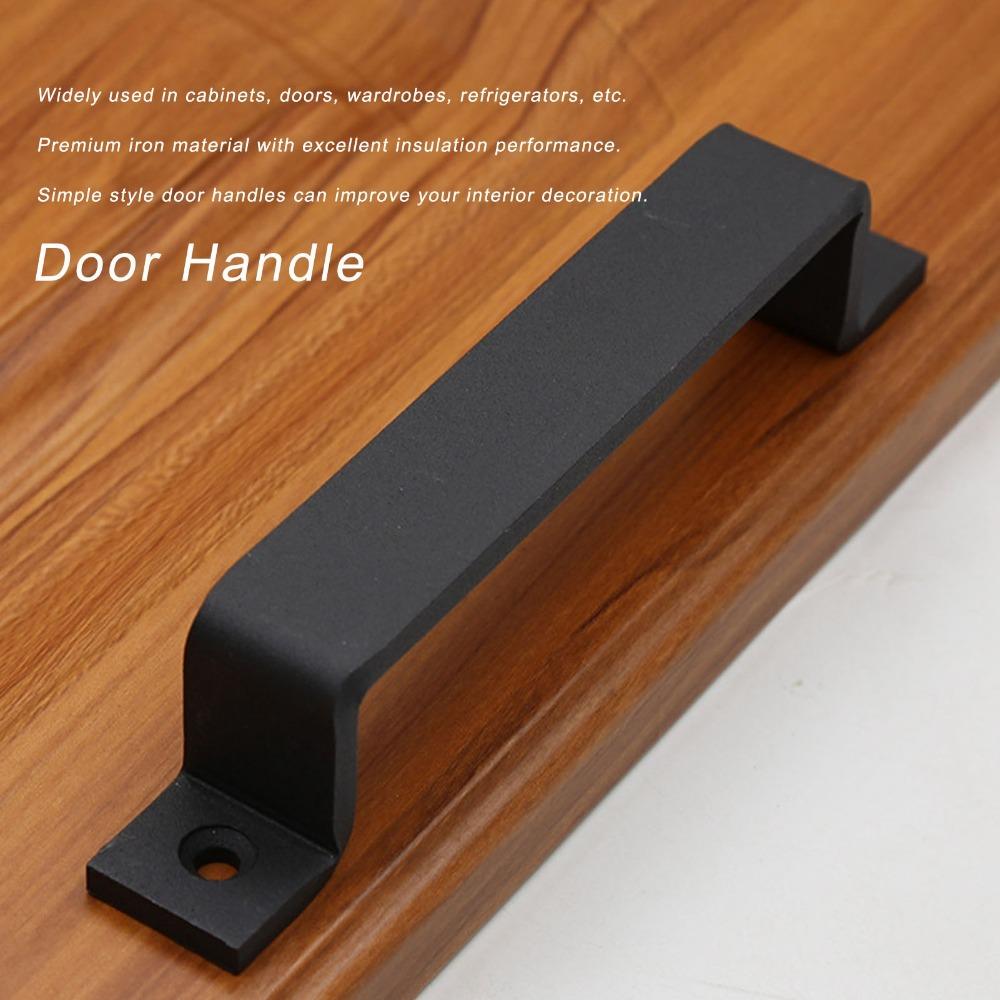 153mm Hole Spacing Sliding Door Pull Black Door Handle Bar Modern Barn Door Pull Handle  Cabinet