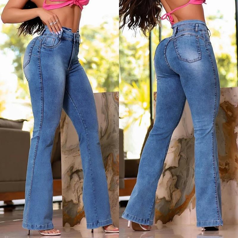 Women's Fashion Casual Solid Color Print High Waist Trousers Pants & Capris