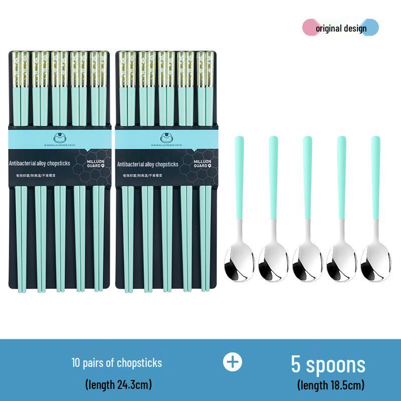 Cherry Blossom Antibacterial Non-slip Red Alloy Chopsticks - Single Pair