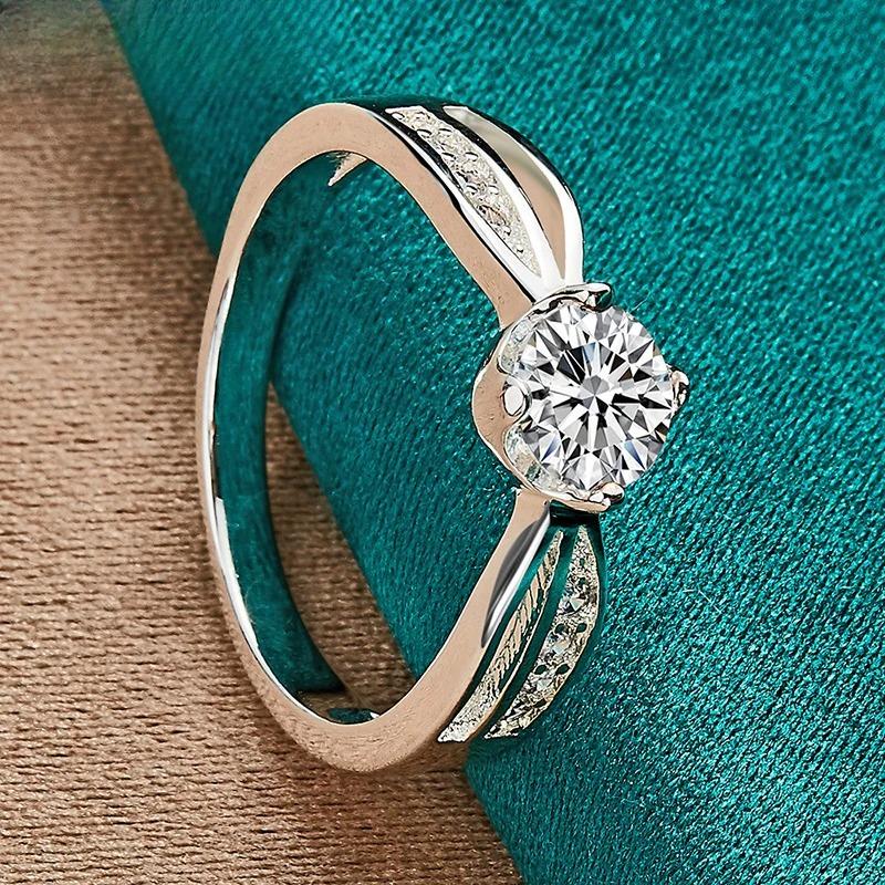 925 Sterling Silver Dazzling Zircon 7-10# Ring for Women Wedding Party Fashion Charm Jewelry