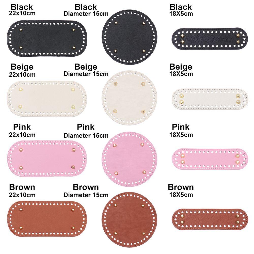 PU Leather Bag Accessories Long Bottom for Knitted Bag Handmade Bottom With 52 Holes DIY Crochet Bag Bottom
