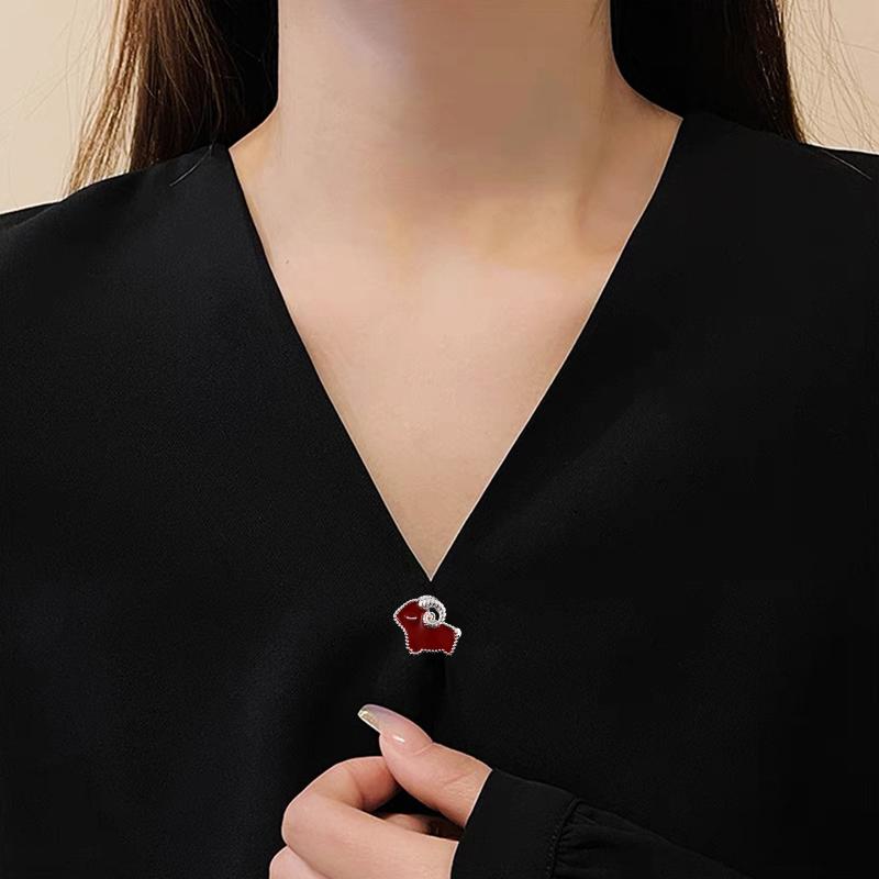 Stylish Mother-Of-Pearl Broochpremium Quality Elegant Lapel 2027 Zodiac Sheep Accessory Niche, Design-Forward Style