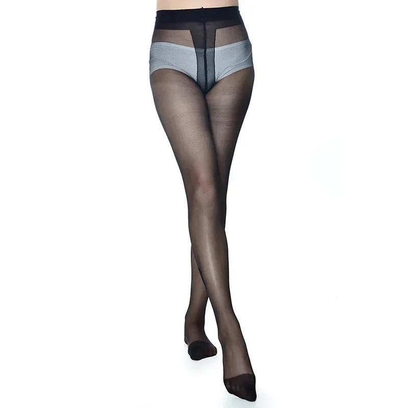 Dámské černé Nylonové základní punčochy Vysoký pas Elastická stehna Vysoké punčochy Punčochové kalhoty Spodní prádlo Sexy bezešvé tělové punčochy Punčochové kalhoty