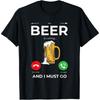 Damen Sommer Bier Ruft und Ich Muss Gehen Print T-Shirt Lässig Lustig Bier Grafik Kurzarm Tee Top
