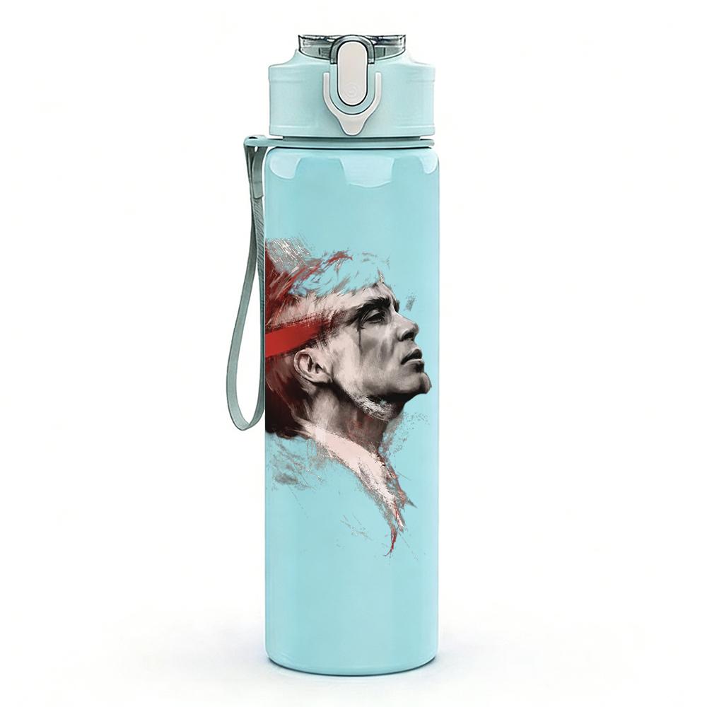 1PC Retro Male Red Cap Grayscale Portrait Print 750ml Portable Sports Water Bottle Leakproof Gym Outdoor Travel Drink Cup