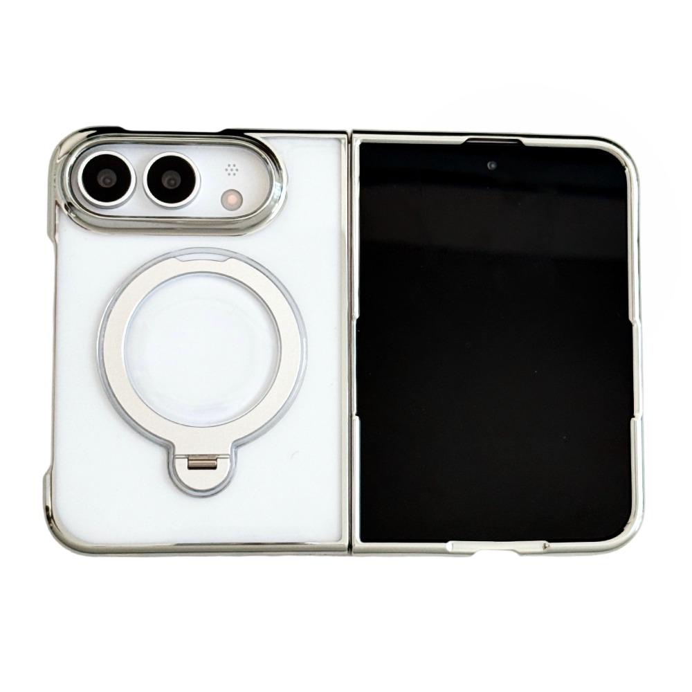 360°Rotatable Kickstand Holder Minimalist Electroplated Magnetic Phone Case For IPhone DUO 18 Fold PC Hard Shockproof Anti Scratch Protective Cover