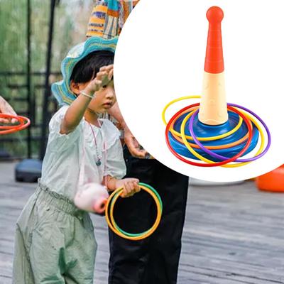 Jeu de lancer Ensemble de lancer et de jeu actif Maternelle Puzzle à ferrule Jouet Anneaux à lancer