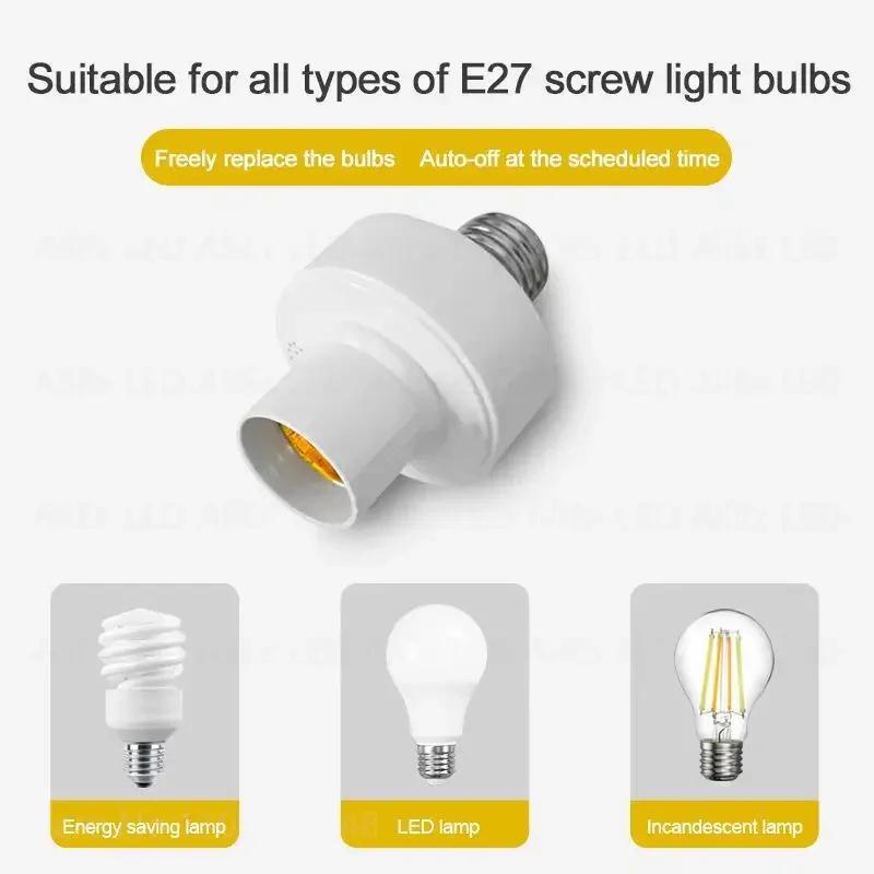 E27 Wireless Remote Control Light Bulb Socket Smart Switch LED Lamp Base with Timer ON/OFF for Room Chandelier Battery Powered
