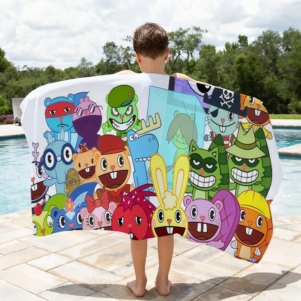 Cartoon Happy Tree Friends Towel Quick Drying Beach Towels Are Suitable For Swimming Pools Camping Yoga And The Gym