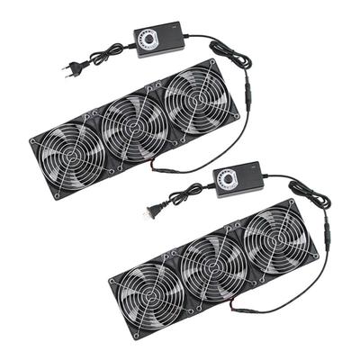 Ventilador de Ventilación 3x120mm 2750rpm Ventilador Axial de Refrigeración Set para Servidor Estación de Trabajo y Extracción de Ventana con Control de Velocidad 240V