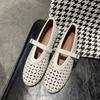 New low-heeled flat-bottomed hollowed-out Mary Jane shoes, fashionable versatile leather sandals, niche one-word single