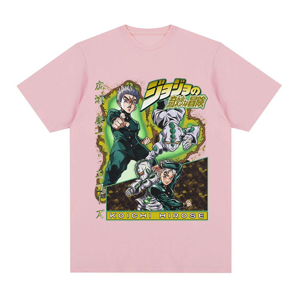 

Anime Jojo Bizarre Adventure Hirose Koichi Printed Tshirt 2026 Summer Unisexs Womens Fashion Y2K Cotton Oversized Tshirt S