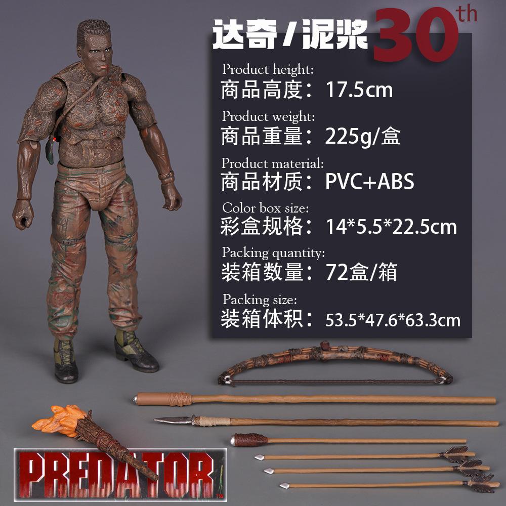 NECA Action Figure Predator Dutch 30° Anniversario Arnold Schwarzenegger Estrazione dalla Giungla Modello da Collezione Per Collezionista Adulto