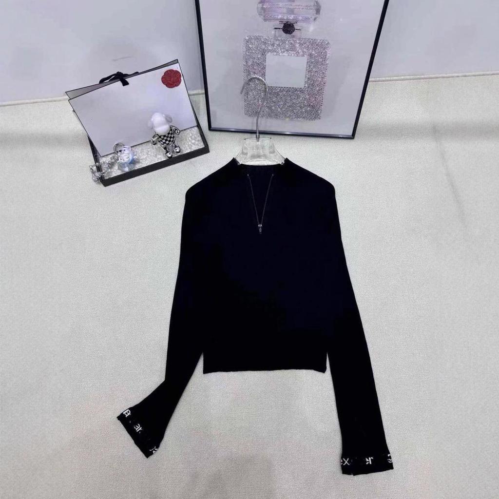 DaWang 2025 Autumn/Winter Slim-Fit Jacquard Knit Long-Sleeve Half-Zip Top
