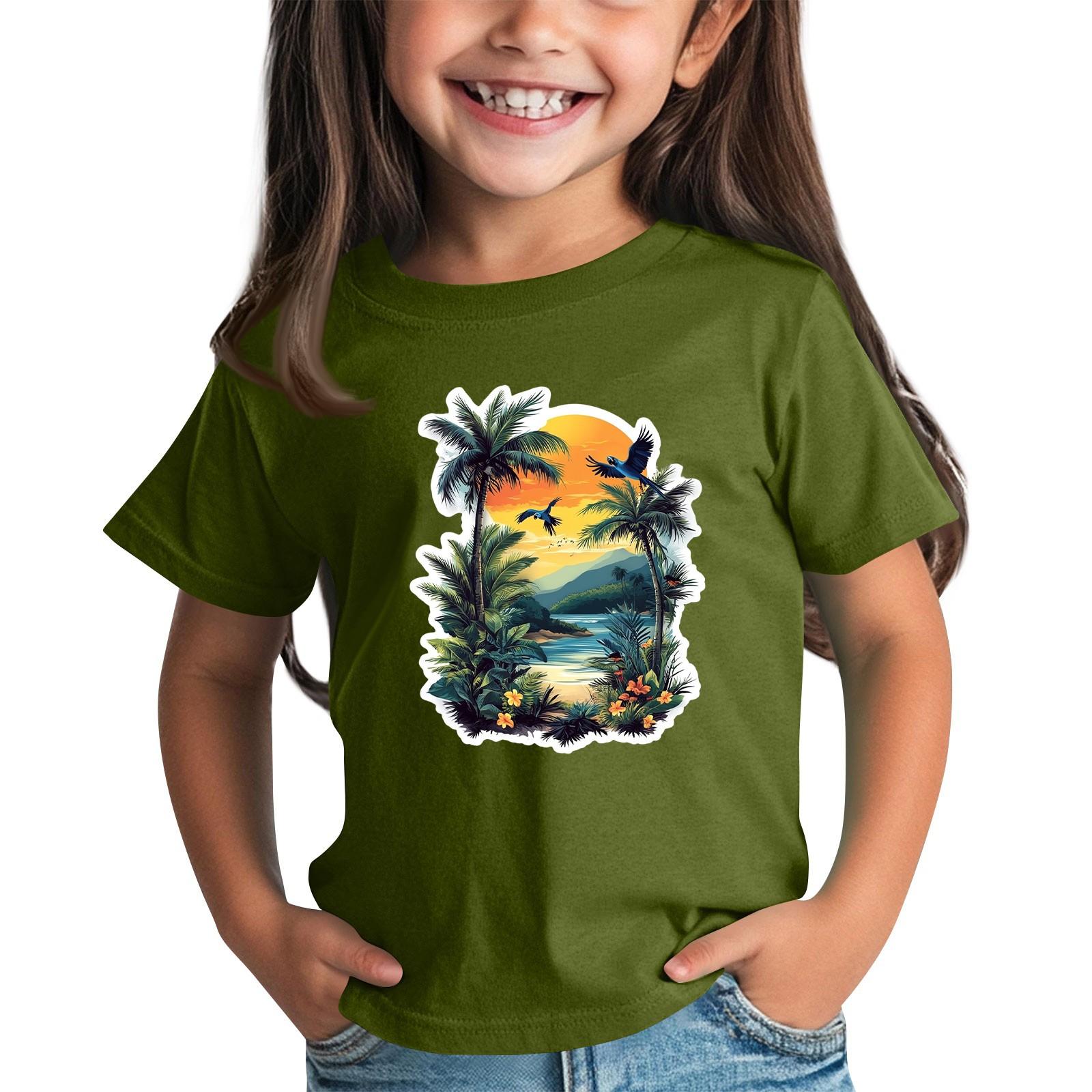 

Детская модная повседневная футболка с круглым вырезом и короткими рукавами 100 армия зеленый