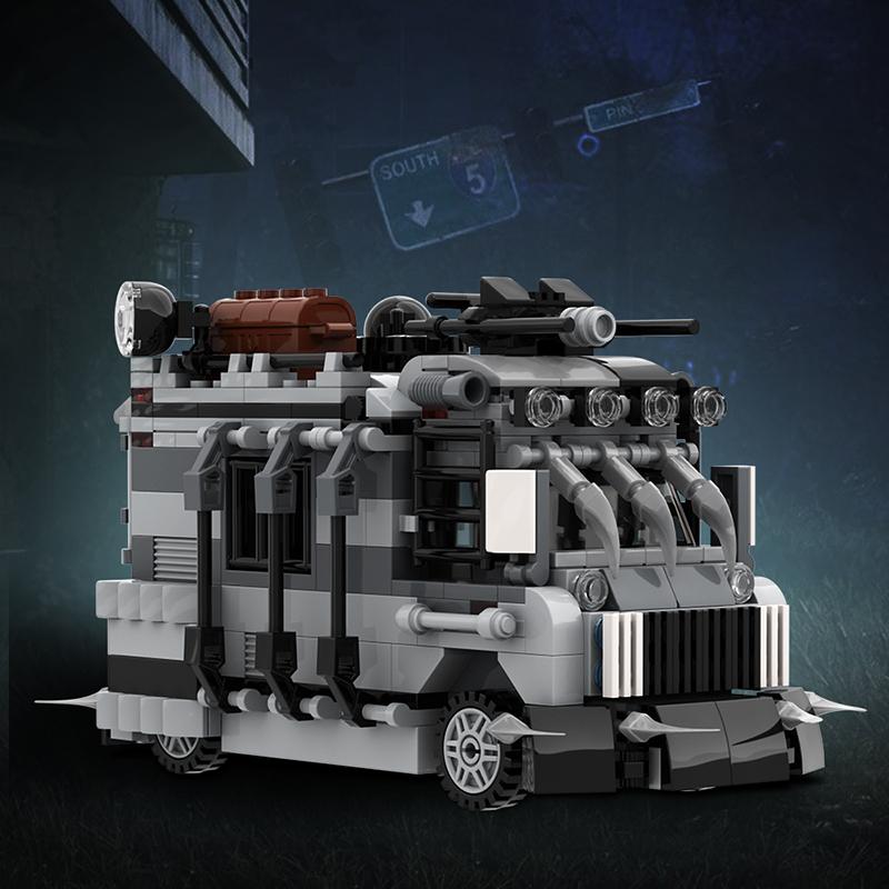 MOC Apocalypse Survival Armored Van Zombie Zombie Zombie Movie Peripheral Model Decoration Small Particle Assembly Building Bloc