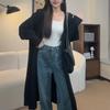 Live stream explosion Lazy wind hooded knitted cardigan women's medium and long autumn and winter new Korean sweater jacket coat