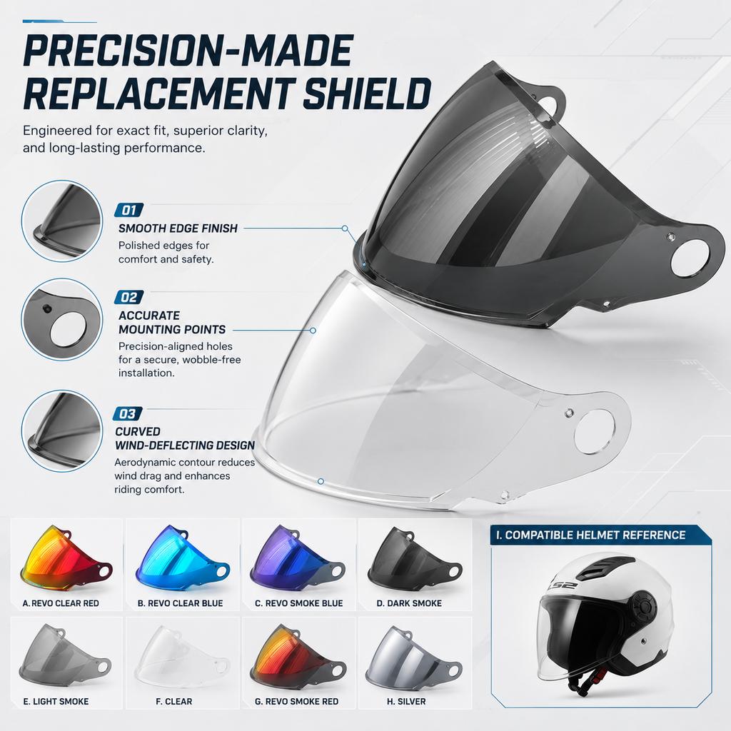 Visor for LS2 - AIRFLOW II OF616 Sun Visor Original Accessories Open Face Motobike Helmet Color Lens Viseira Capacete