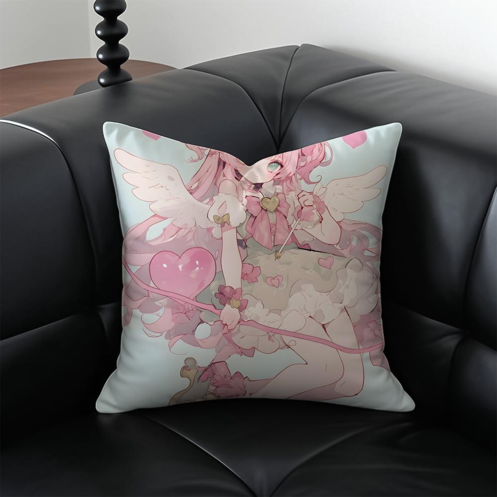 C-Cupid Angel Pillow Kawaii Anime Cushion Cushion Cover Pillow Case Anti-Dustmite Invisible Zipper Silky Plush Cushion