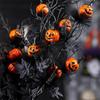 5PCS Artificial Halloween Flowers with Pumpkin Maple Leaf Branches Halloween Decorations Indoor for Office Home Mantel Vase Filler