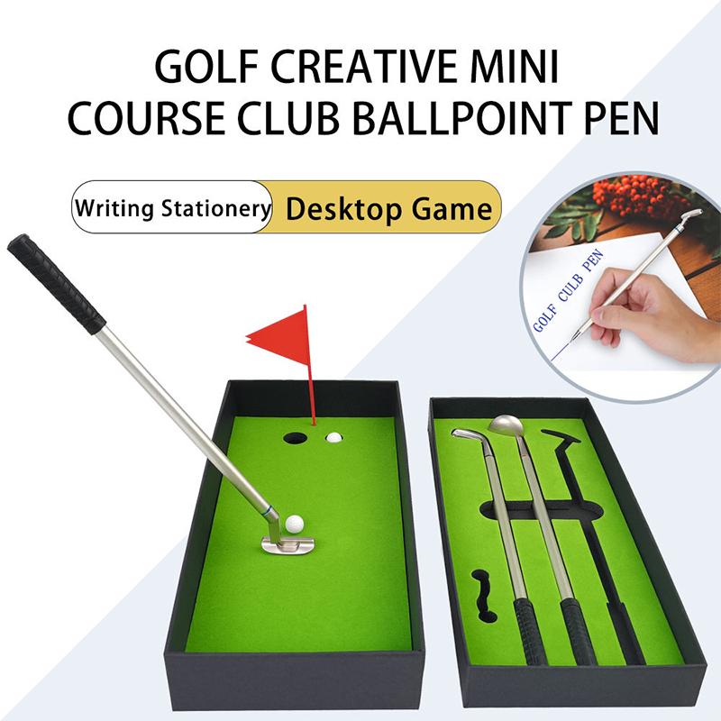 Promotion Original Fun Table Toys Metal Mini Golf Pen Gift Set Office Golf Business Putting Gifts Executive Gifts