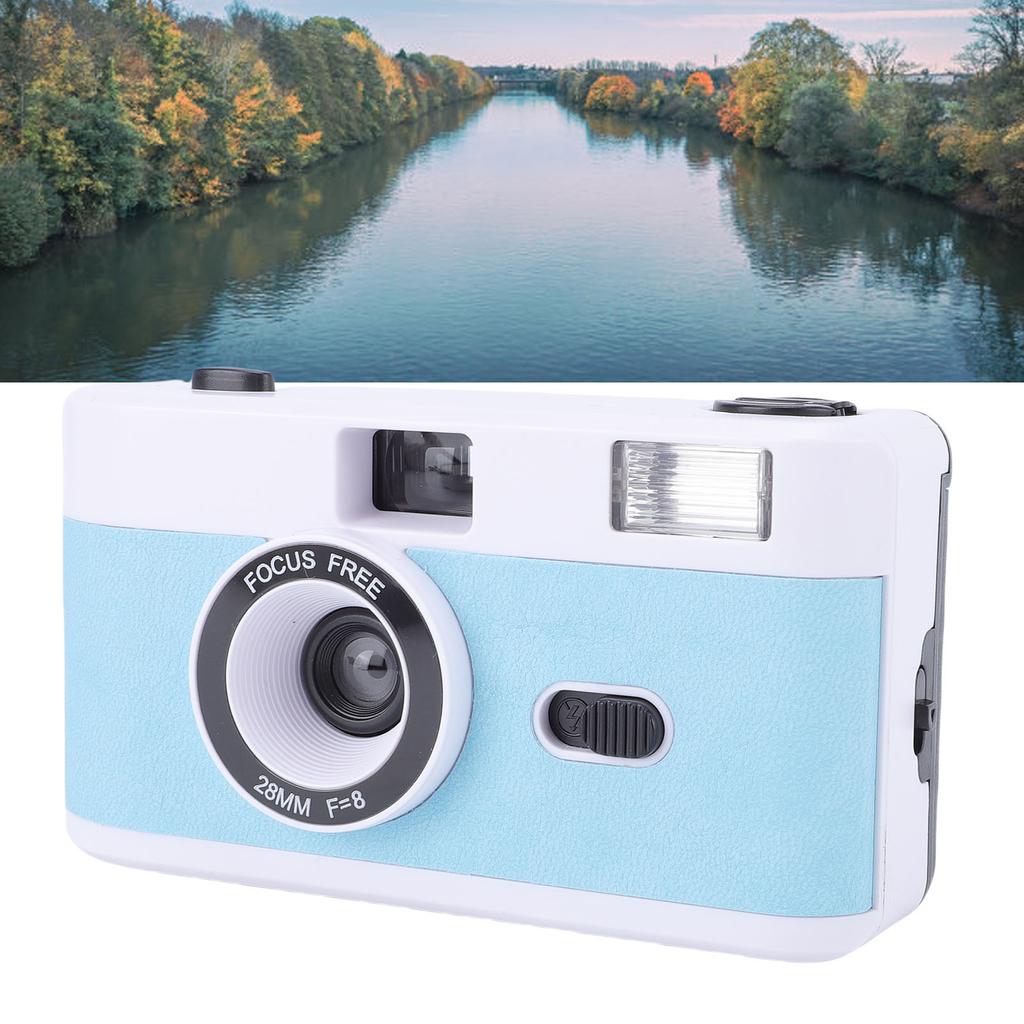35mm Film Camera 28mm F/8 Reusable Retro Film Camera with Flash 27 Color Films for Students Adults Birthday Gifts