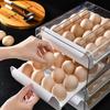 Transparent Egg Storage Box Double Layer Kitchen Organizer Rack Drawer Style Egg Box  Home Use