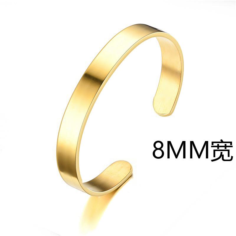 Simple Style 4mm/6mm/8mm Stainless Steel Open Bangle Unisex Unfading Not Allergic 3 Colors Charm Bracelet Leisure Pulseira Joias