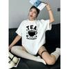 Women's Soft Glossy White Short Sleeve Summer Top with Round Neck Casual Fit for Spring Fall Harajuku Clothes