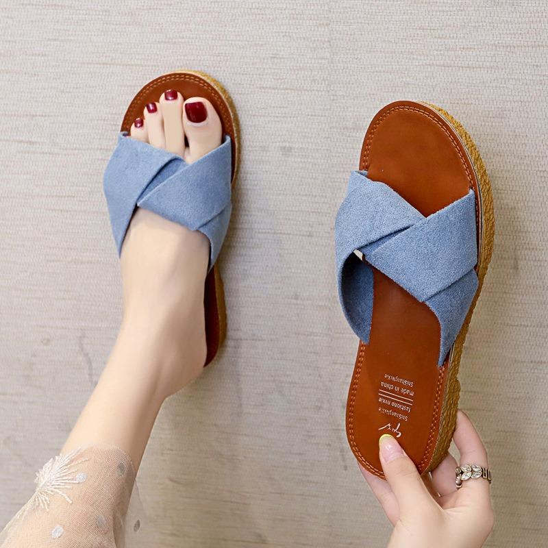 Slippers women's outer wear summer new 100, with beef tendon soft-soled sandals one-word beach shoes