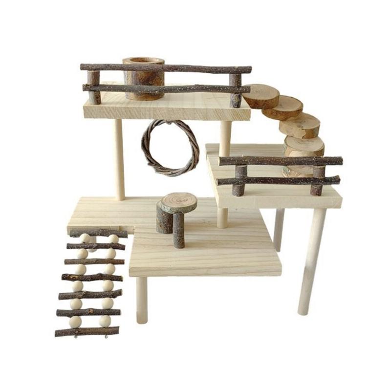 

Hamster Rodents Toy Gerbil Platform Training Pet Ladder House for Ferrets Guinea Pigs Toy House Gym Toy 1