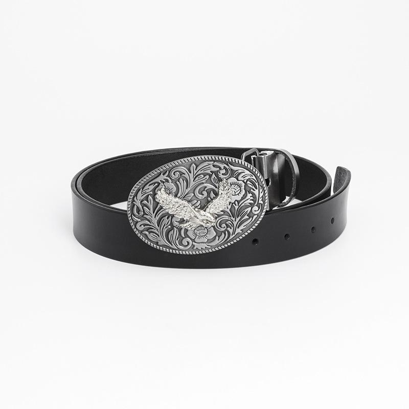 Eagle Pattern Unisex Cowboy Cowhide Belt